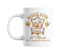 Gesar Taza Regalo Mujer y Hombre para Cumpleaños 90 Años - Noventa - Ideas regalo 90 años - noventa años - Mejor 90 años del mundo - Taza simpática - Regalos para noventa años