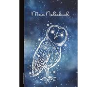 Geschenk mit Eulenmotiv: Notizbuch Eule im Nachthimmel schöne Geschenkidee für Eulen Liebhaber praktische Kleinigkeit Buch A5 Dot Grid für Skizzen und Notizen Geburtstagsgeschenk für Tierfreunde