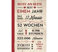 Geschenk zum 1 Jahrestag: Notizbuch A5 liniert Geschenkidee zum 1. Hochzeitstag Notiz Buch mit schönem Spruch SEITE AN SEITE SEIT EINEM JAHR Kleinigkeit zum ersten Kennlerntag der Partnerschaft