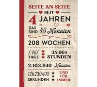 Geschenk zum 4 Jahrestag: Notizbuch A5 liniert Geschenkidee zum 4. Hochzeitstag Notiz Buch mit schönem Spruch SEITE AN SEITE SEIT 4 JAHREN Kleinigkeit zum vierten Kennlerntag der Partnerschaft