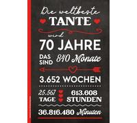 Geschenk zum 70 Geburtstag Tante: Notizbuch A5 liniert kleines Geburtstagsgeschenk 70 Jahre alt für Frauen Geschenkidee für beste Tanten Patentante und Taufpatin die Siebzig Jahre Alt werden