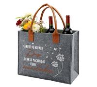 Geschenke Frauen Filztasche mit Spruch Genieβe die kleinen Dinge, Filz Shopper Bag für Frau Filz Tote Bag für Damen, Geschenk für Frauen Rentnerin Mama Freundin zum Geburtstag, Ruhestand, Einzug