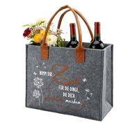 Geschenke Frauen Filztasche mit Spruch Nimm Dir Zeit Für Die Dinge Die Dich glücklich Machen, Filz Shopper Bag für Damen, Geschenk für Frauen Kollegen Rentnerin zum Geburtstag, Abschied, Ruhestand