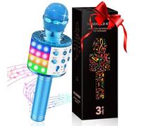 GeschenPark Micrófono Karaoke Bluetooth, Juguetes Niños 4-10 años Microfono Inalámbrico Karaoke con Altavoz y LED, Micrófono Niña Regalos Navidad Niña, Compatible con Android, iOS, PC