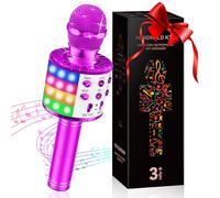 GeschenPark Micrófono Karaoke Niña, Juguetes Niñas 4-10 años Microfono Inalámbrico Karaoke con Altavoz y LED, Micrófono Infantil Regalos Navidad Niña, Compatible con Android, iOS, PC Morado