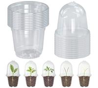 GESDYO 10 macetas transparentes de 7,5 cm con tapa de cúpula de humedad y agujeros de drenaje, juego de macetas de plástico para semillas, esquejes, suculentas, orquídeas