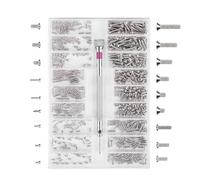 GESDYO Juego de 500 tornillos pequeños M1.2 M1.4 M2 de acero inoxidable micro tornillos de reparación pequeños con destornillador para gafas, portátiles, joyas, reparación de relojes