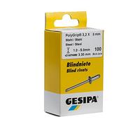 Gesipa 1464835 Remaches Ciegos de Aluminio/Acero Inoxidable PolyGrip, Plata, 3.2 x 8 mm