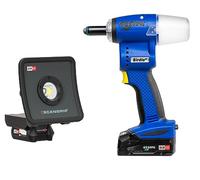 Gesipa Birdie 1744282 - Remachadora ciega (incluye baterías de iones de litio, cargador y luz de inundación, potencia de 10.000 N, almacenamiento en L-Boxx)