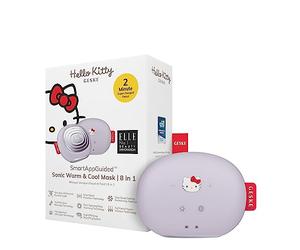GESKE x Hello Kitty | SmartAppGuided™ Sonic Warm & Cool Mask | 8 en 1 | Máscara facial LED de belleza | Terapia luz roja | calor | Enfriamiento | Mayor absorción del cuidado facial | masajeador facial