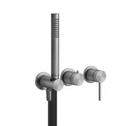Gessi 316 conjunto monomando para ducha o bañera para cuerpo oculto, cartucho desviador de 2 vías, rosetas individuales, 54039239, Color: Acero inoxidable cepillado mate