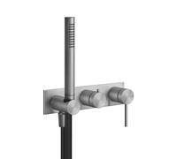 Gessi 316 conjunto monomando para ducha o bañera para cuerpo oculto, cartucho desviador de 2 vías, una roseta, 54038707, Color: Metal negro cepillado PVD