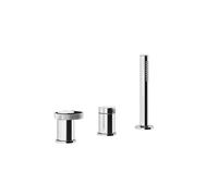 Gessi Anello, mezclador de borde de bañera de tres orificios, con cartucho desviador de 2 vías, para caño de bañera separado, sin muelle de retorno, sólo ducha manual intrínsecamente segura, 63347726,