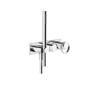Gessi Anello, mezclador monomando para ducha/bañera, placa angular para cuerpo oculto, cartucho desviador de 2 vías, codo de conexión a la pared, con soporte, ducha manual, sin seguridad intrínseca, 6