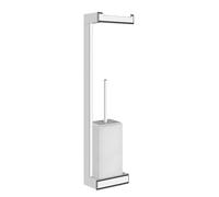 Gessi Eleganza, combinación con portarrollos de papel y juego de escobilla de baño blanco, para montaje en pared, 46467149, Color: Óptica Finox