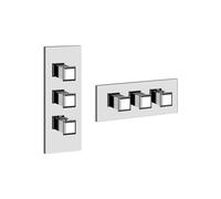 Gessi Eleganza, juego de montaje para termostato de alto rendimiento, con 2 válvulas de apertura independiente para caja de empotrar, salida única, 46204080, Color: CCP de oro