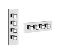Gessi Eleganza, juego de montaje para termostato de alto rendimiento, con 3 válvulas de apertura independiente para caja de empotrar, salida única, 46206727, Color: Latón cepillado PVD