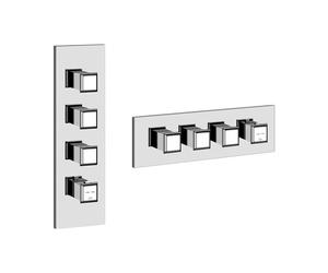 Gessi Eleganza, juego de montaje para termostato de alto rendimiento, con 3 válvulas de apertura independiente para caja de empotrar, salida única, 46206030, Color: PVD de cobre