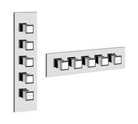 Gessi Eleganza, juego de montaje para termostato de alto rendimiento, con 4 válvulas de apertura independiente para caja de empotrar, salida única, 46208031, Color: cromado