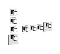 Gessi Eleganza, juego listo para montar, para termostato de alto rendimiento con 3 válvulas de apertura independiente para caja de empotrar, salida única, 46226149, Color: Óptica Finox