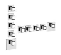 Gessi Eleganza, juego listo para montar, para termostato de alto rendimiento con 4 válvulas de apertura independiente para caja de empotrar, salida única, 46228030, Color: PVD de cobre