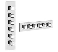 Gessi Eleganza, juego listo para montar, para termostato de alto rendimiento con 5 válvulas de apertura independiente para caja de empotrar, salida única, 46210727, Color: Latón cepillado PVD