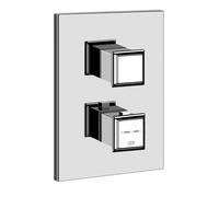Gessi Eleganza, juego listo para montar, para termostato oculto con cartucho desviador de 3 vías, salida a controlar por separado, para cuerpos ocultos, con válvulas de cierre de mantenimiento, filtro