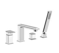 Gessi Eleganza, mezclador monomando de 4 agujeros para bañera, caño de bañera de 206 mm, válvula desviadora separada, ducha de mano y manguera de ducha, ducha de mano metálica, intrínsecamente segura,
