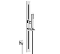 Gessi Eleganza, set de ducha con codo de conexión a la pared, teleducha metálica anticalcárea y flexo de ducha de 1,50 m, 46144030, Color: PVD de cobre