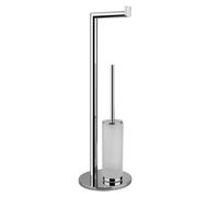 Gessi Emporio Soporte con portarrollos de papel y juego de escobilla de baño en vidrio satinado, 38935031, Color: cromado