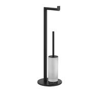 Gessi Emporio Soporte con portarrollos de papel y juego de escobilla de baño en vidrio satinado, 38935299, Color: Negro XL
