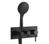 Gessi Emporio Via Tortona juego preparado para mezclador monomando de ducha, desviador de 2 vías, codo de conexión directa a la pared con soporte, 031, 44828299, Color: Negro XL