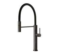 Gessi GESSI 316 Semiprofessionale Black Metal Brushed PVD - 60014#707 Grifo monocomando Fregadero | Metal negro cepillado PVD, Caño semiprofesional doble función, Altura caño 250 mm