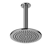 Gessi Goccia ducha mural anticalcárea D216 mm con articulación y brazo de techo, longitud 260 mm, 1/2 conexión Ca 15 l/min a 3 bar, 33762147, Color: Cromado cepillado