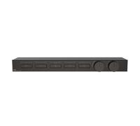 Gessi HI-FI, juego de montaje para termostato de alto rendimiento 3/4 con accionamiento por pulsador, bandeja de vidrio de seguridad negro endurecido, montaje horizontal, 5 salidas separadas, 63028707