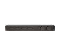 Gessi HI-FI, juego de montaje para termostato de alto rendimiento 3/4 con accionamiento por pulsador, bandeja de vidrio de seguridad negro endurecido, montaje horizontal, 4 salidas separadas, 63026707