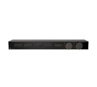 Gessi HI-FI, juego de montaje para termostato de alto rendimiento 3/4 con accionamiento por pulsador, bandeja de vidrio de seguridad negro endurecido, montaje horizontal, 5 salidas separadas, 63028706