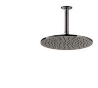 Gessi Inciso ducha mural anticalcárea D300 mm, con articulación y brazo de techo 266 mm, conexión 1/2, 58252706, Color: PVD negro metálico