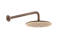 Gessi Inciso ducha mural anticalcárea D300 mm, con junta y soporte de pared 389 mm, conexión 1/2, 58248708, Color: PVD cepillado de cobre