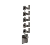 Gessi Inciso- Juego de premontaje para termostato oculto de 3/4 de alto rendimiento, rosetas simples, montaje vertical, 5 vías separadas, 58220706, Color: PVD negro metálico