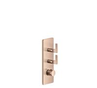 Gessi Inciso- Juego de premontaje para termostato oculto de 3/4 de alto rendimiento, una roseta, montaje vertical, 2 vías separadas, 58204030, Color: PVD de cobre