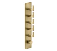 Gessi Inciso- Juego de premontaje para termostato oculto de 3/4 de alto rendimiento, una roseta, montaje vertical, 5 vías separadas, 58210727, Color: Latón cepillado PVD