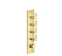 Gessi Inciso- Juego de premontaje para termostato oculto de 3/4 de alto rendimiento, una roseta, montaje vertical, 4 vías separadas, 58208246, Color: PVD de oro