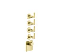 Gessi Inciso- Juego premontado para termostato oculto de 3/4 de alto rendimiento, rosetas simples, montaje vertical, 4 vías separadas, 58218246, Color: PVD de oro