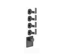Gessi Inciso- Juego premontado para termostato oculto de 3/4 de alto rendimiento, rosetas simples, montaje vertical, 4 vías separadas, 58218299, Color: Negro XL