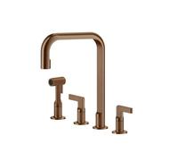 Gessi INCISO Monogetto Copper Brushed PVD - 58703#708 Grifo monocomando Fregadero | Cobre cepillado PVD, Boca monochorro fija, Caudal reducido ahorro agua