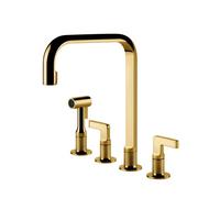 Gessi INCISO Monogetto Gold PVD - 58703#246 Grifo monocomando Fregadero | Oro Brillante Pvd, Boca monochorro fija, Caudal reducido ahorro agua