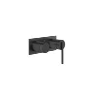 Gessi Ingranaggio conjunto monomando de baño/ducha con placa rectangular, con cartucho desviador de 2 vías, 63579299, Color: Negro XL