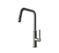Gessi OFFICINE Due Getti Black Metal Brushed PVD - 60053#707 Grifo monocomando Fregadero | Metal negro cepillado PVD, Doble chorro conmutable, Chorro normal y nebulizado