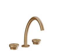 Gessi Origini Mezclador de lavabo de 3 agujeros, versión mediana, sin juego de desagüe, proyección 186mm, 66014726, Color: Bronce cálido cepillado PVD